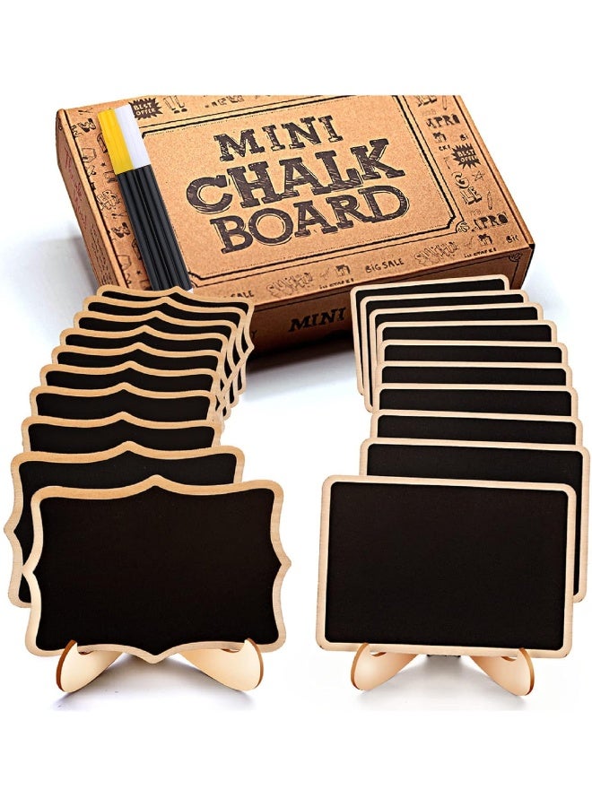 OLEOLETOY Mini Chalkboard Signs, 20 Pack Framed Small Chalk Board Food Labels with Easel Stand for Party Buffet or Wedding Celebration, Wooden Blackboard as Place Cards for Table Setting or Numbers - Image 1